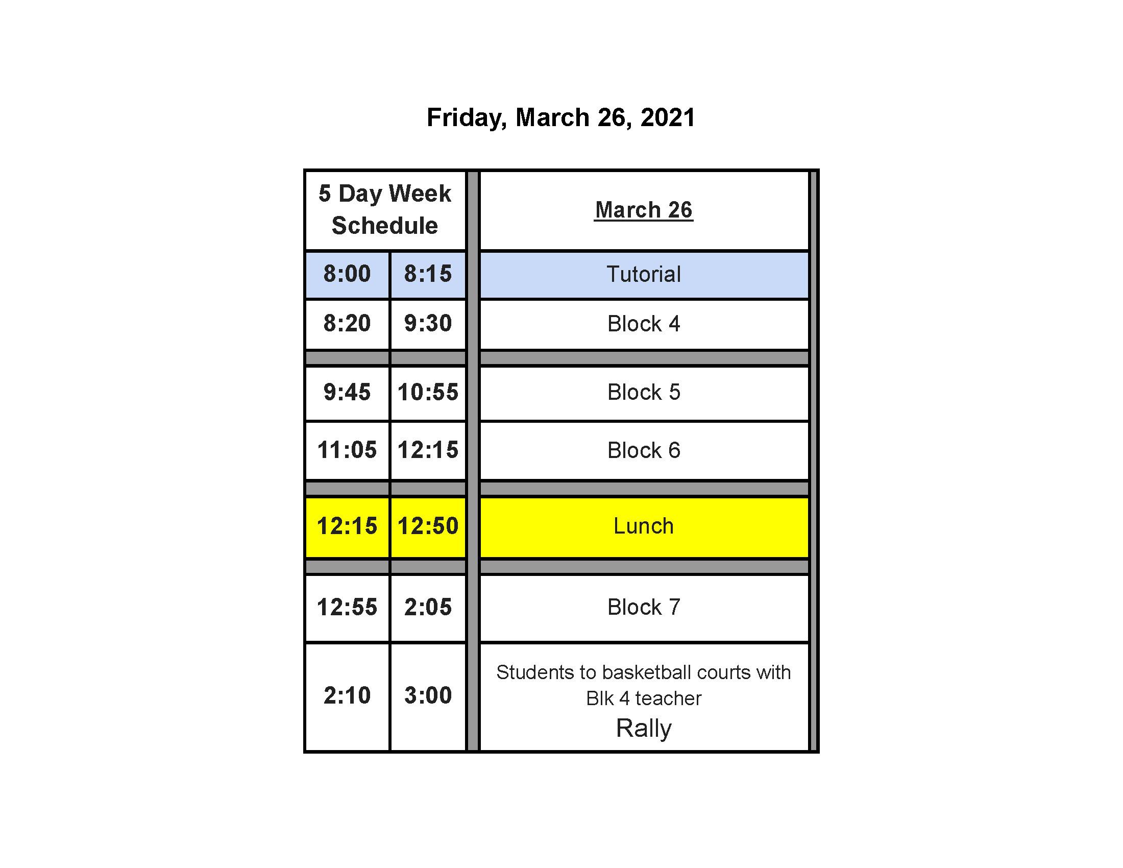 Individual Hybrid Bell Schedule - 3/26/21